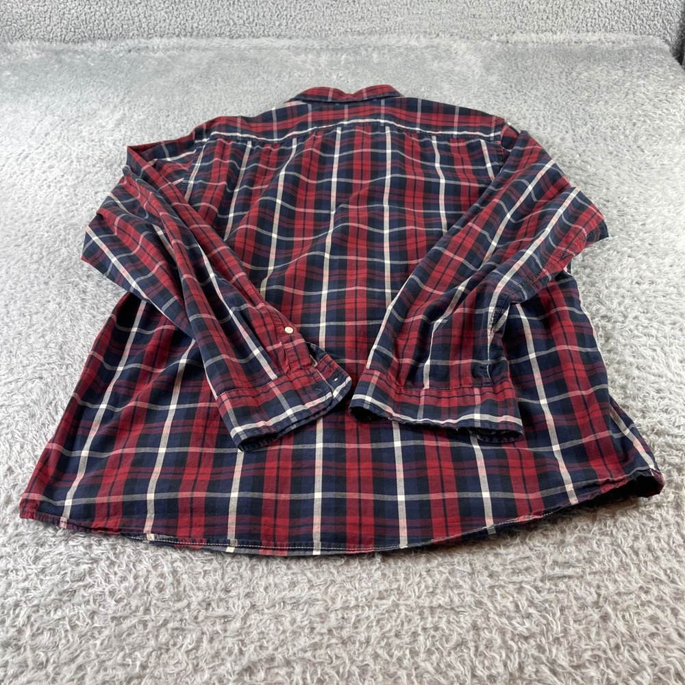 American Eagle Outfitters Plaid Button Down Shirt Long Sleeve Red Blue Men L - Picture 8 of 9